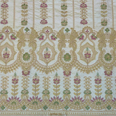 Kurta Fabric ManTire Designer Silk Pannel Border Pattern Embroidery Colour Cream