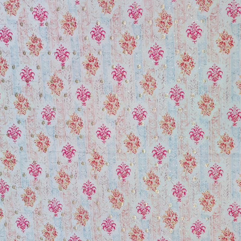 Kurta Fabric ManTire Designer Silk Indian Traditional Buta Embroidery Colour Hot Pink N Coral Orange
