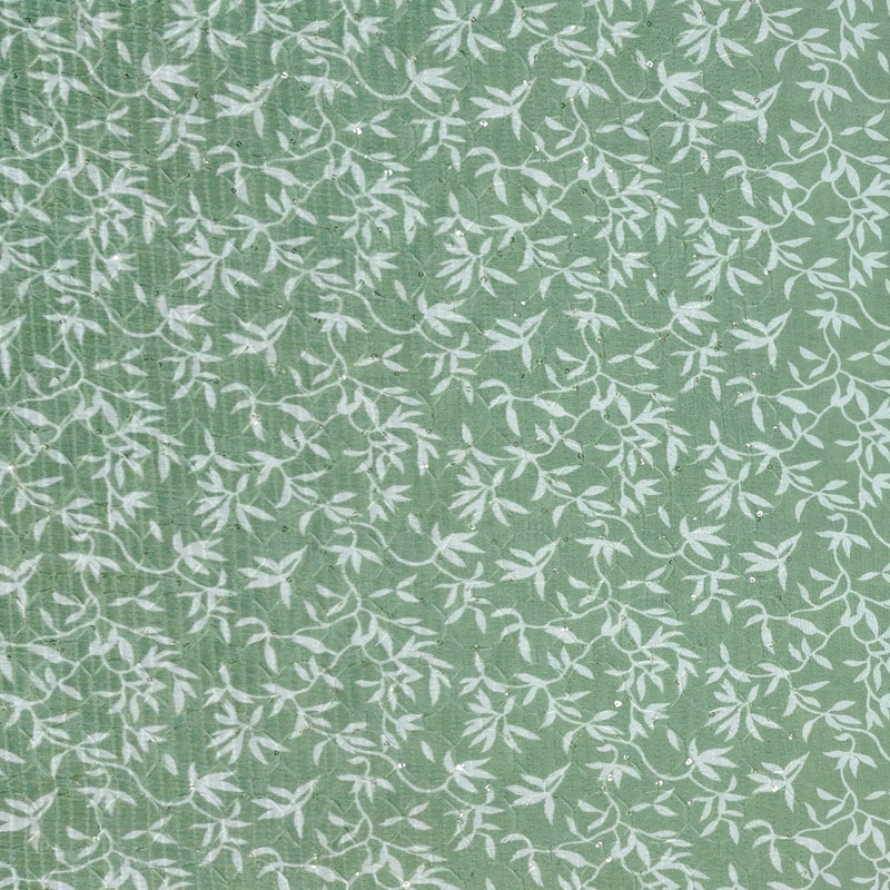 Kurta Fabric ManTire Designer Silk Jasmine Embroidery Colour Green Smoke