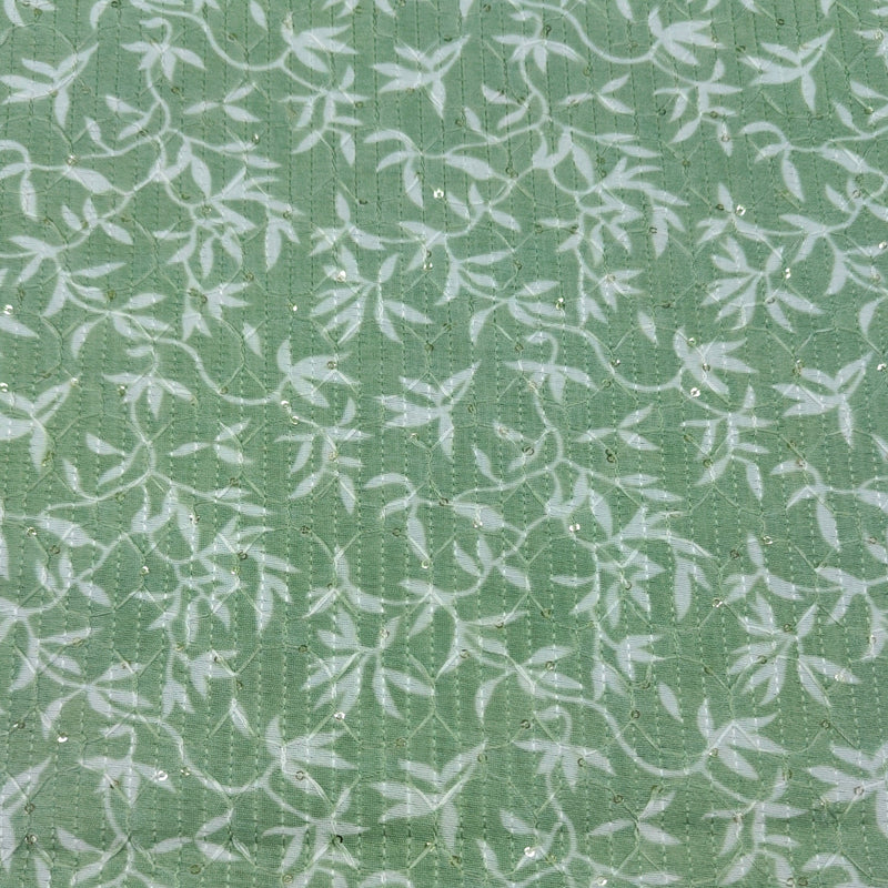 Kurta Fabric ManTire Designer Silk Jasmine Embroidery Colour Green Smoke