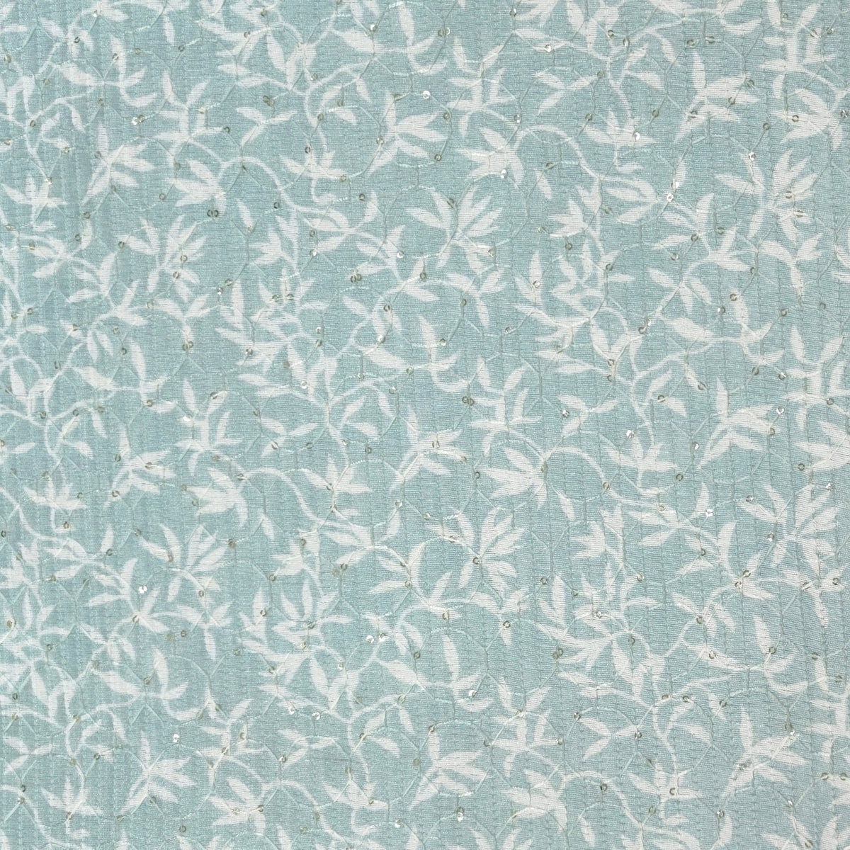 Kurta Fabric ManTire Designer Silk Allover Leafy Vines Embroidery Colour Pistachio Green