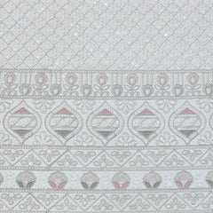 Kurta Fabric ManTire Designer Silk horizontal panel layout Embroidery Colour Pink N White