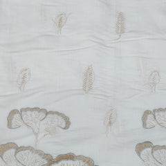 Kurta Fabric ManTire Designer Silk Tree Embroidery Colour Off White