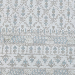 Kurta Fabric ManTire Designer Silk Lucknowi Chikankari Embroidery Colour Firozi N Off White