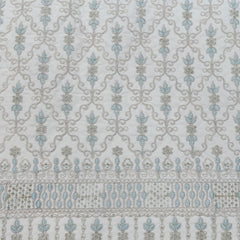 Kurta Fabric ManTire Designer Silk Lucknowi Chikankari Embroidery Colour Firozi N Off White