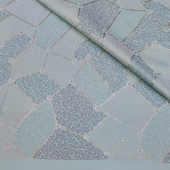 Kurta Fabric ManTire Designer Silk Geometric Maze Embroidery Colour Sky Blue N Mint Green