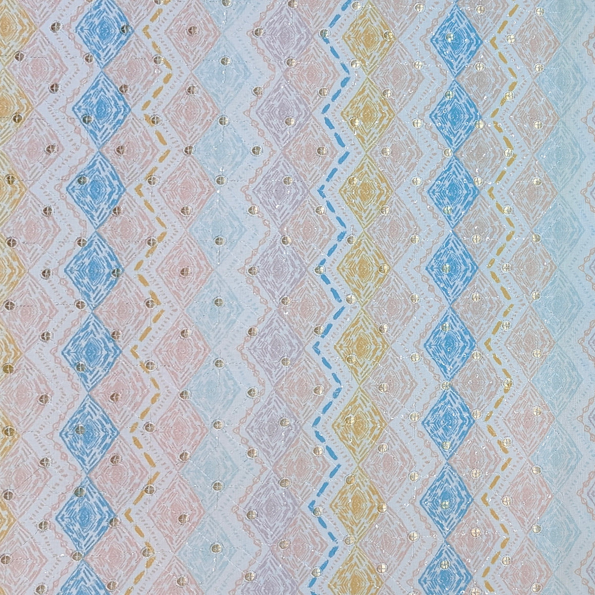 Kurta Fabric ManTire Designer Silk Geometric Chevron  Colour Cerulean,Blush Pink,Mustard Yellow N White