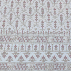 Kurta Fabric ManTire Designer Silk Lucknowi Chikankari with Sequin Work Colour Pastel Pink N White