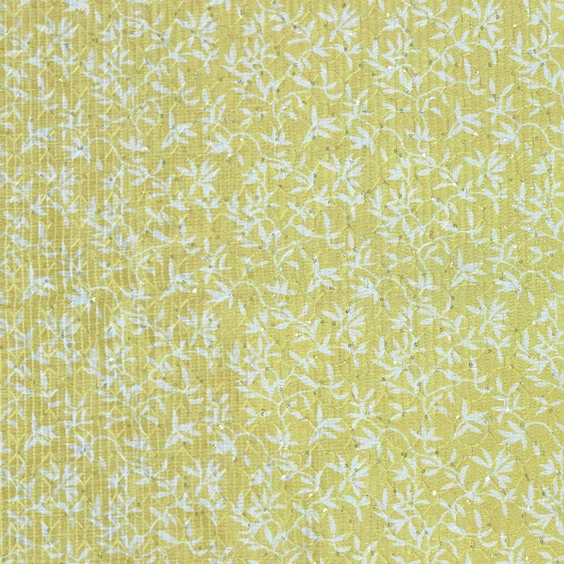 Kurta Fabric ManTire Designer Silk Jasmine Embroidery Colour Lemon