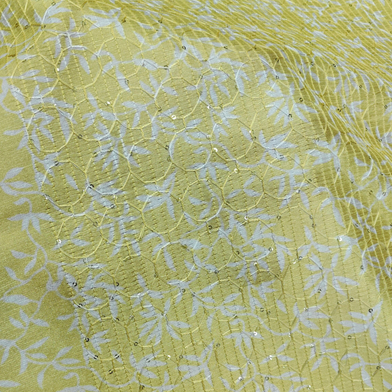 Kurta Fabric ManTire Designer Silk Jasmine Embroidery Colour Lemon