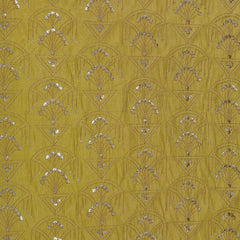 Kurta Fabric ManTire Designer Silk Art Deco Geometric Embroidery Colour Golden