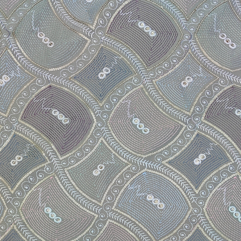Kurta Fabric ManTire Designer Silk vermicelli patchwork Embroidery Colour Powder Blue,Blush Pink N Grey