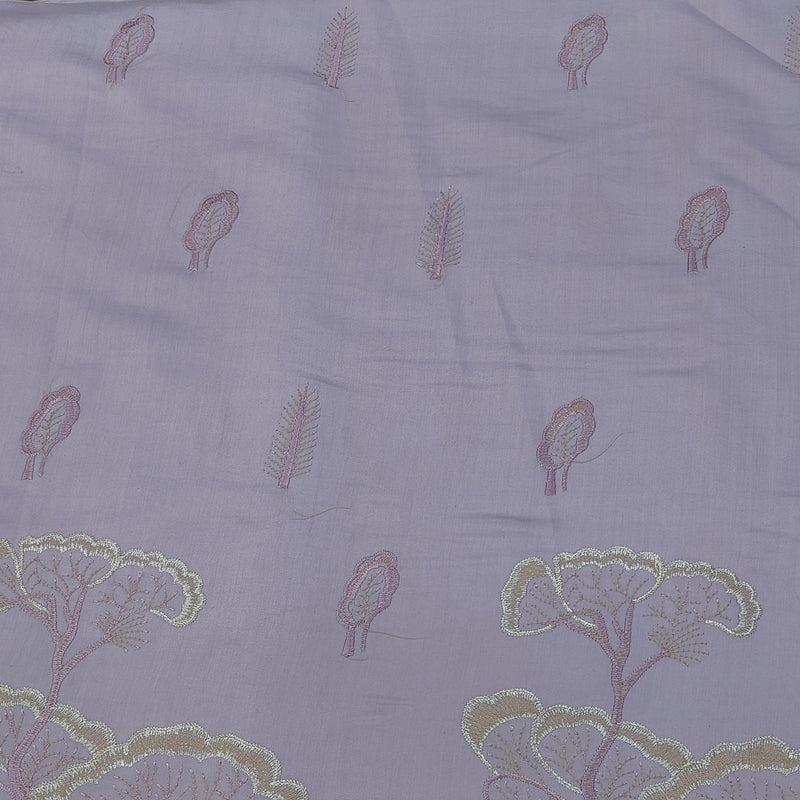 Kurta Fabric ManTire Designer Silk Tree Embroidery Colour Faded Lavender