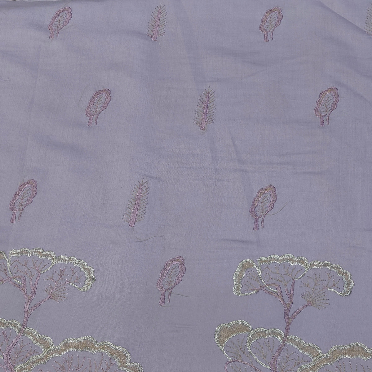 Kurta Fabric ManTire Designer Silk Tree Embroidery Colour Faded Lavender