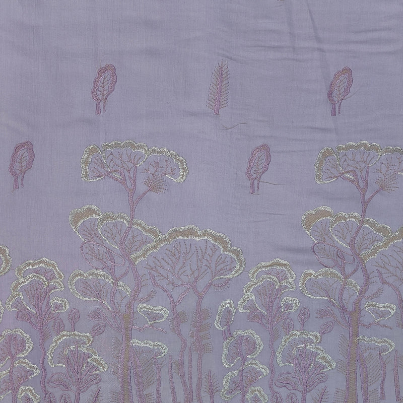 Kurta Fabric ManTire Designer Silk Tree Embroidery Colour Faded Lavender