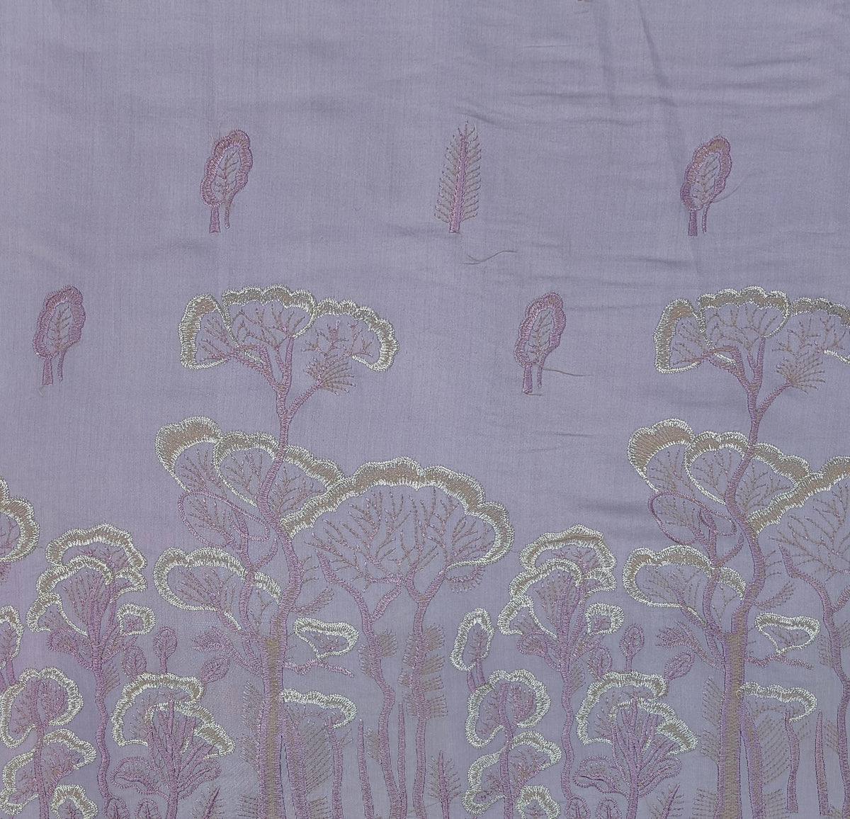 Kurta Fabric ManTire Designer Silk Tree Embroidery Colour Faded Lavender