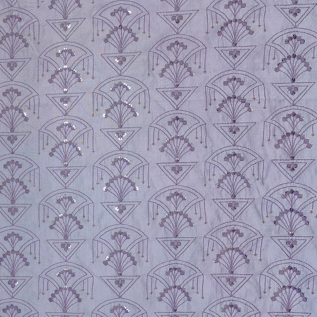 Kurta Fabric ManTire Designer Silk Art Deco Geometric Embroidery Colour Lavender