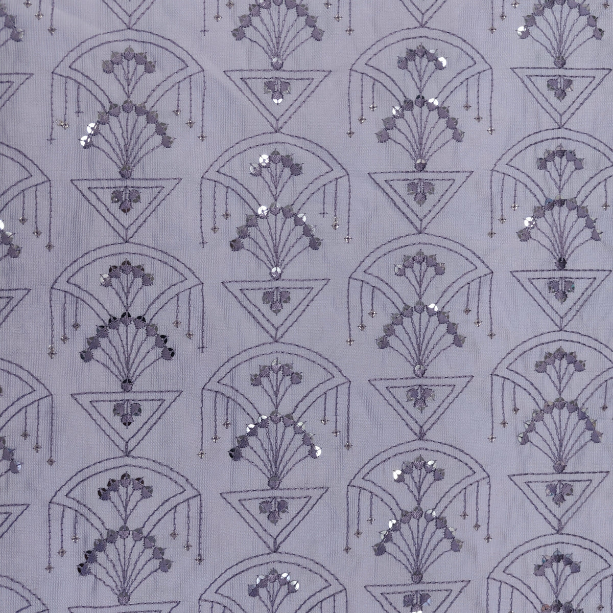 Kurta Fabric ManTire Designer Silk Art Deco Geometric Embroidery Colour Lavender
