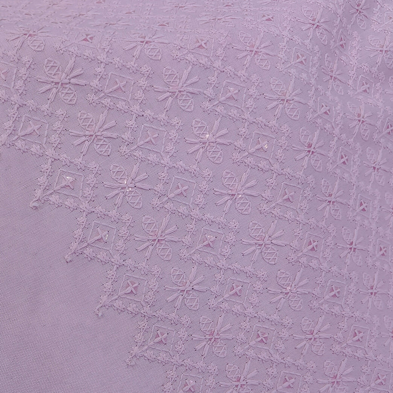 Kurta Fabric ManTire Designer Silk Lucknowi Chikankari with Sequin Work Colour Pastel Pink
