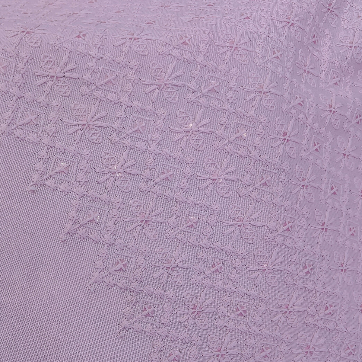Kurta Fabric ManTire Designer Silk Lucknowi Chikankari with Sequin Work Colour Pastel Pink