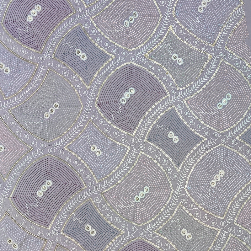 Kurta Fabric ManTire Designer Silk Geometric Lattice Embroidery Colour Light Lavender,Blush Pink N Light Green