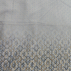 Kurta Fabric ManTire Designer Rayon geometric diamond grid  Embroidery Colour Beige N Off White