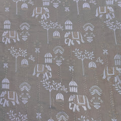 Kurta Fabric ManTire Designer Silk Rajasthani Royal Procession Embroidery Colour Mushroom Grey