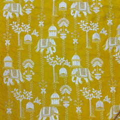Kurta Fabric ManTire Designer Silk Rajasthani Royal Procession Embroidery Colour Golden