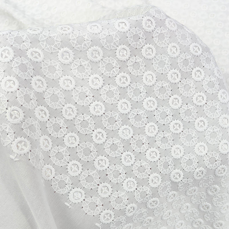 Kurta Fabric ManTire Designer Rayon Lucknowi Chikankari with Sequin Work Colour White