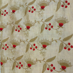 Kurta Fabric ManTire Designer Silk Floral Jaal Embroidery Colour Natural Brown
