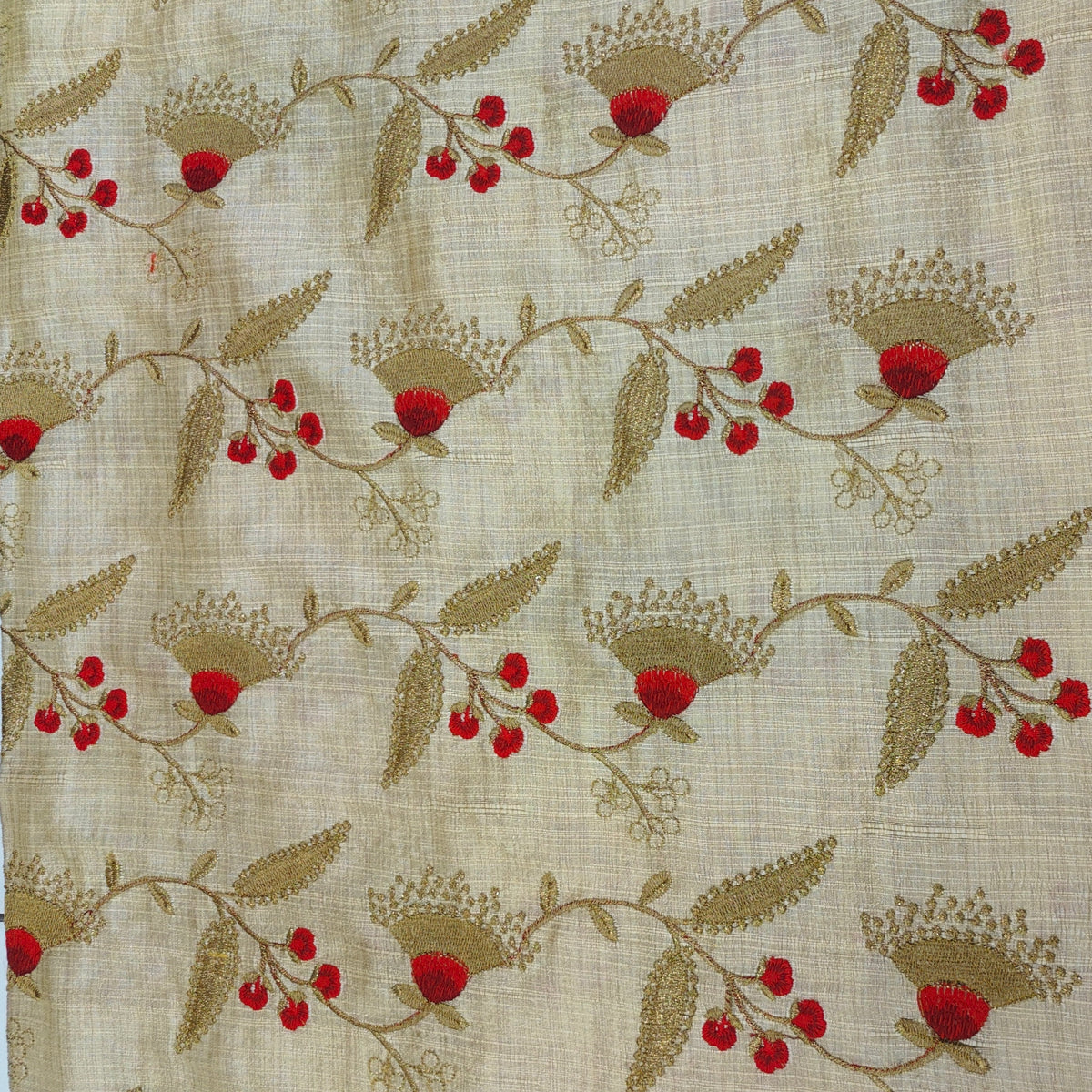Kurta Fabric ManTire Designer Silk Floral Jaal Embroidery Colour Natural Brown