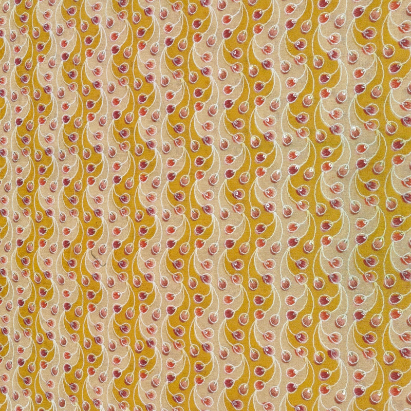 Kurta Fabric ManTire Designer Silk Tullio Embroidery Colour Golden