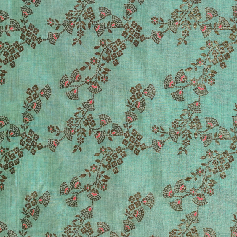 Kurta Fabric ManTire Designer Silk Floral Buta Embroidery Colour Rama Green