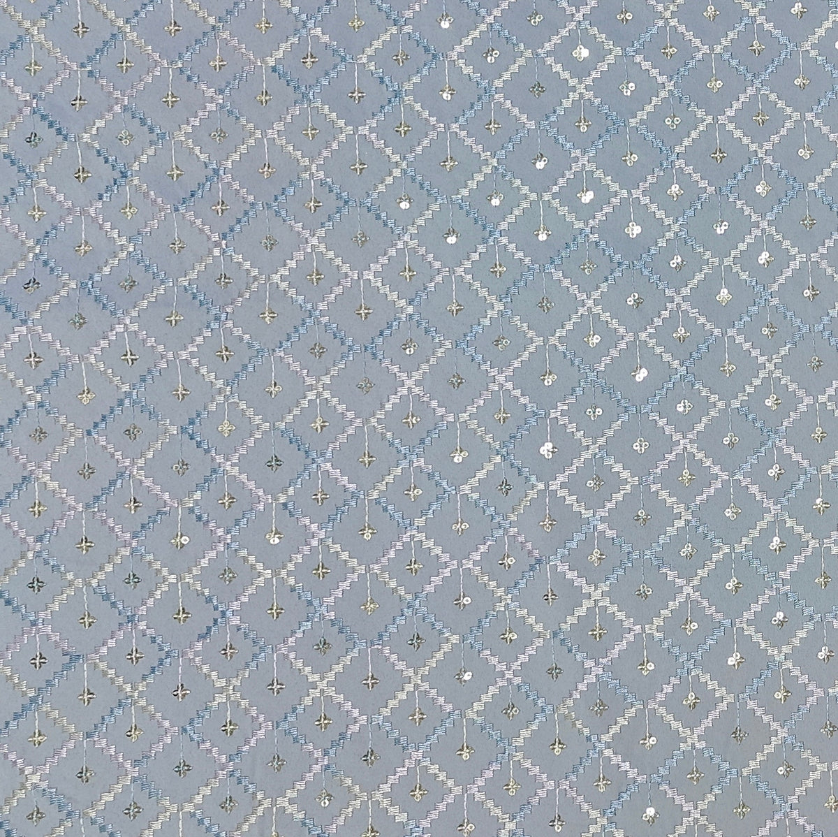 Kurta Fabric ManTire Designer Silk Jaal Pattern Embroidery Colour Bluish Grey
