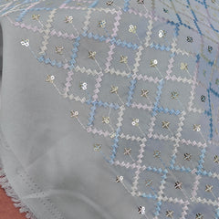 Kurta Fabric ManTire Designer Silk Jaal Pattern Embroidery Colour Bluish Grey