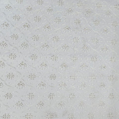 Kurta Fabric ManTire Designer Silk Lucknowi Handwork Embroidery Colour White