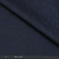 Reid & Taylor Jacquard Premium Bandhgala Fabric Colour Dark Night Blue