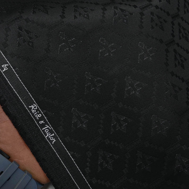 Reid & Taylor Jacquard Premium Bandhgala Fabric Colour Black