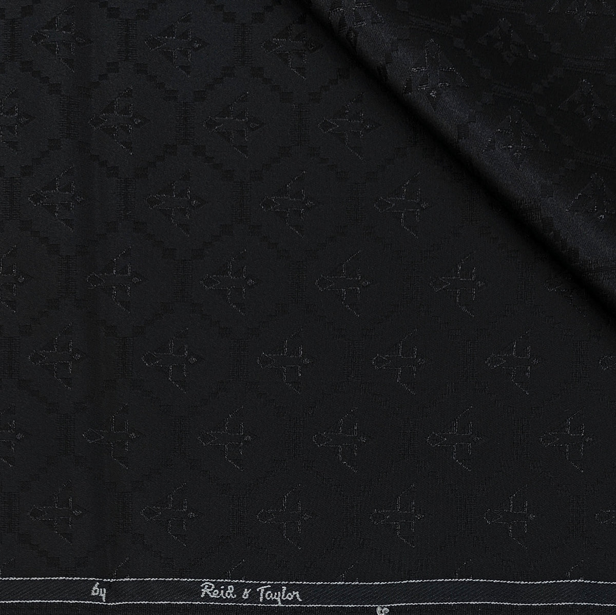 Reid & Taylor Jacquard Premium Bandhgala Fabric Colour Black