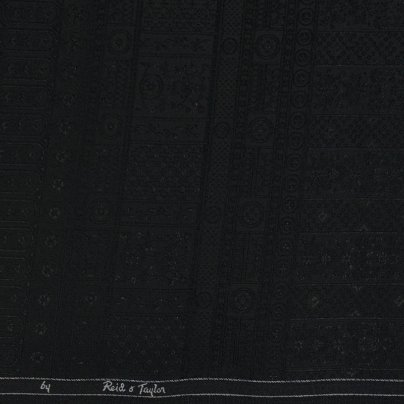 Reid & Taylor Jacquard Premium Bandhgala Fabric Colour Black