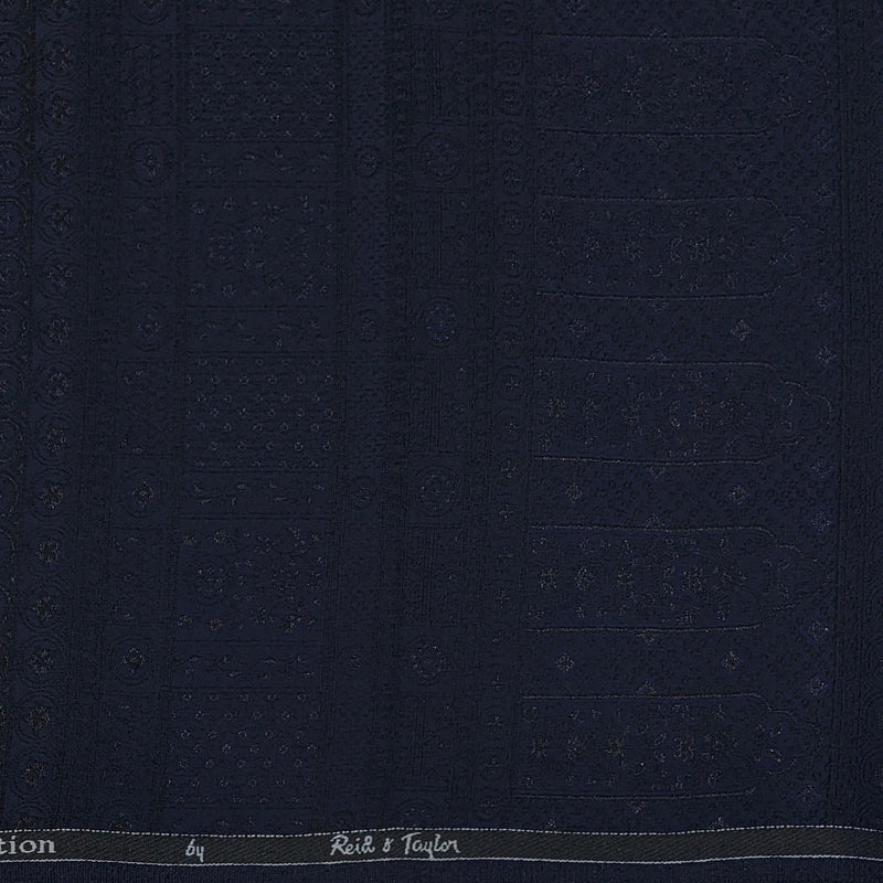 Reid & Taylor Jacquard Premium Bandhgala Fabric Colour Midnight Blue