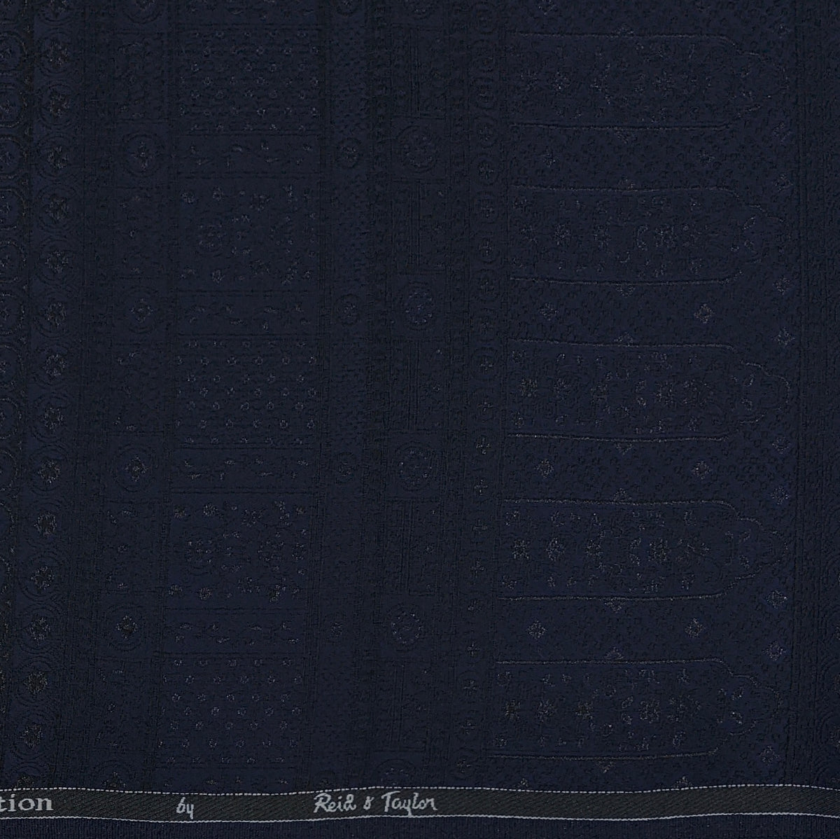 Reid & Taylor Jacquard Premium Bandhgala Fabric Colour Midnight Blue