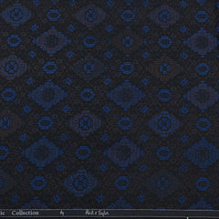 Reid & Taylor Jacquard Premium Bandhgala Fabric Colour Cobalt Blue N Dark Brown