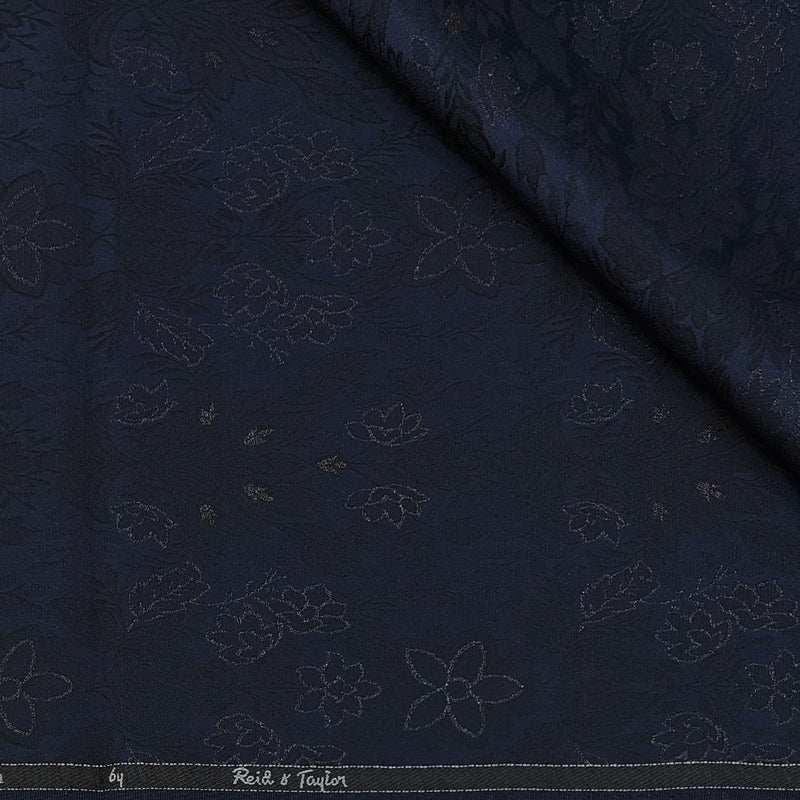 Reid & Taylor Jacquard Premium Bandhgala Fabric Colour Blackish Blue