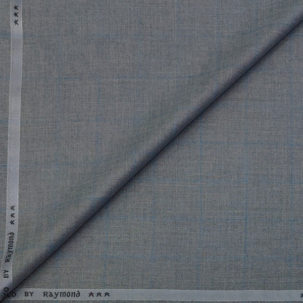 Trouser Fabric Raymond PV Broad Check Colour Blue N Grey