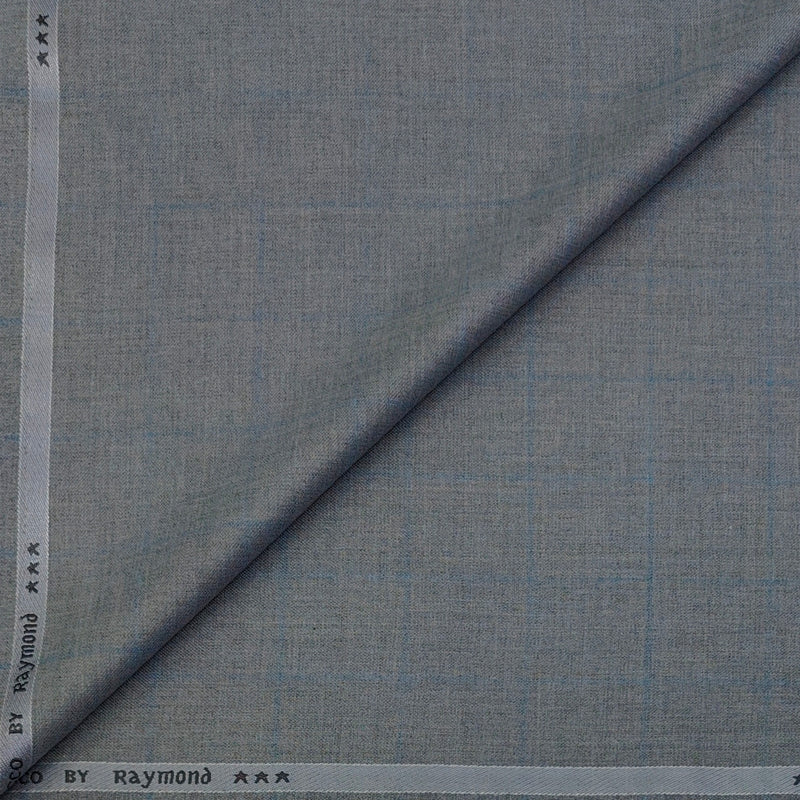 Trouser Fabric Raymond PV Broad Check Colour Blue N Grey