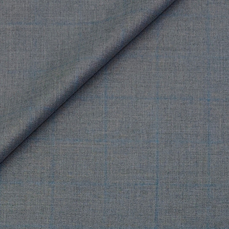 Trouser Fabric Raymond PV Broad Check Colour Blue N Grey