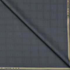 Trouser Fabric Raymond PV Broad Check Colour Brown N Lava Grey
