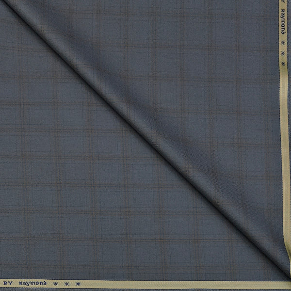 Trouser Fabric Raymond PV Broad Check Colour Brown N Lava Grey