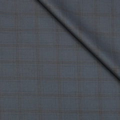 Trouser Fabric Raymond PV Broad Check Colour Brown N Lava Grey